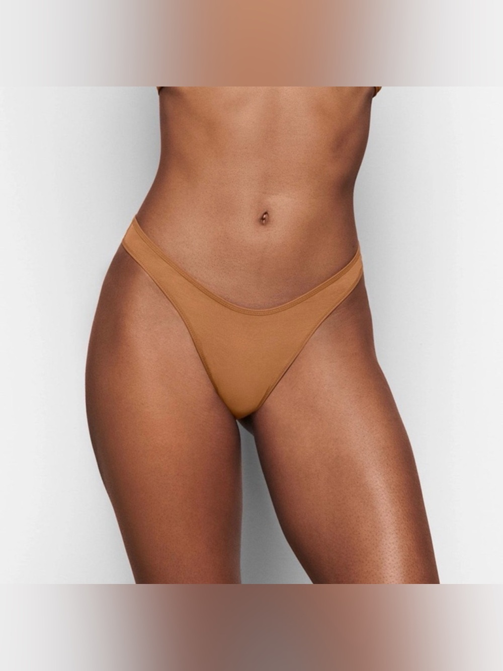 SKIMS Ultra Fine Mesh Micro Dipped Thong Bronze XS NWT Sheer High Cut Panty